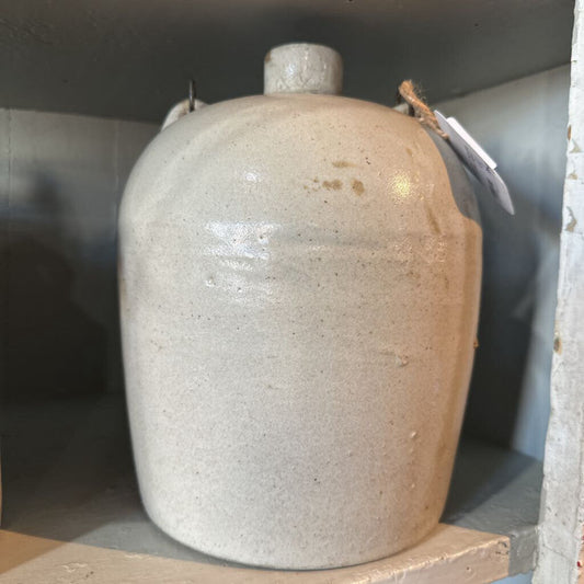 STONEWARE CROCK WITH WIRE HANDLE