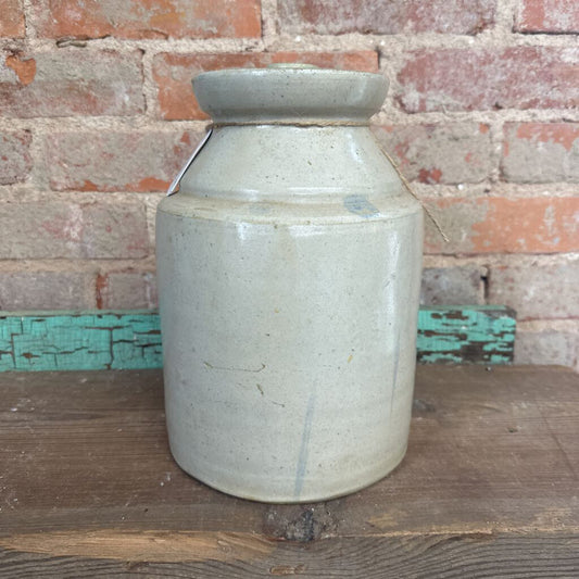 RUSTIC STONEWARE CROCK WITH LID