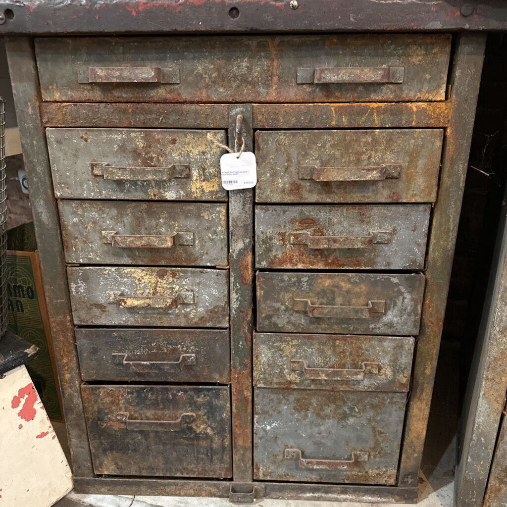 BUTCHER BLOCK INDUSTRIAL CART