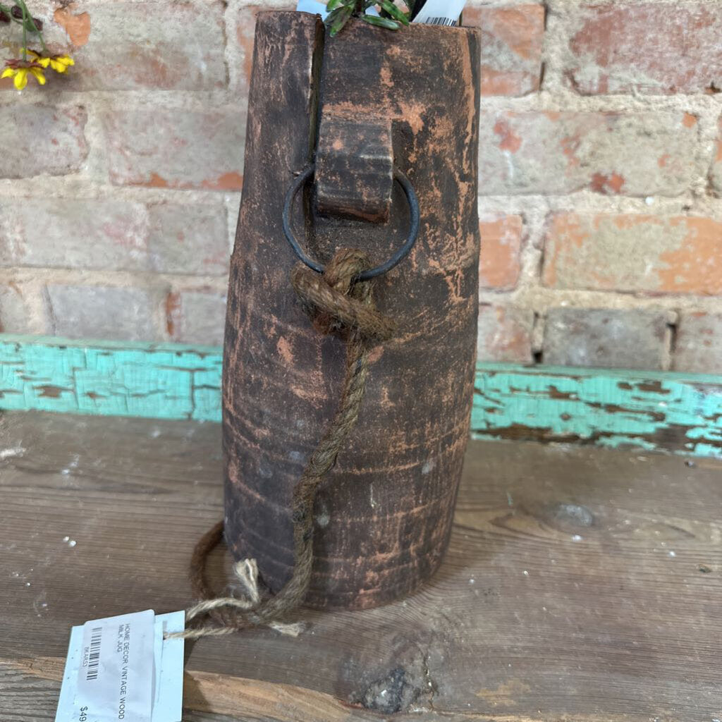 FOUND VINTAGE WOOD MILK JUG