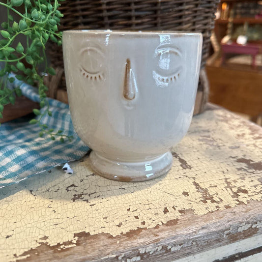 CREAM PLANTER WITH FACE