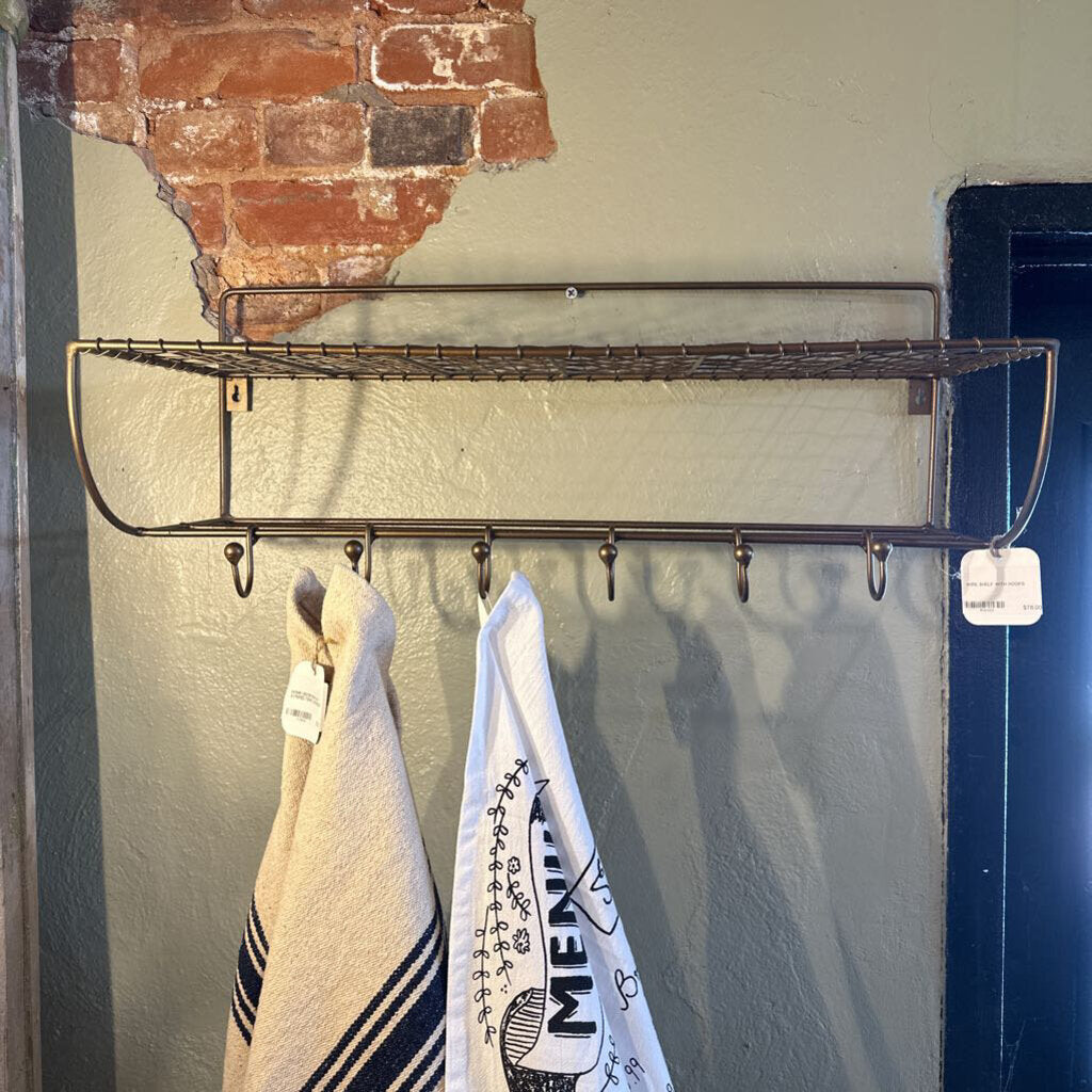 WIRE SHELF WITH HOOKS