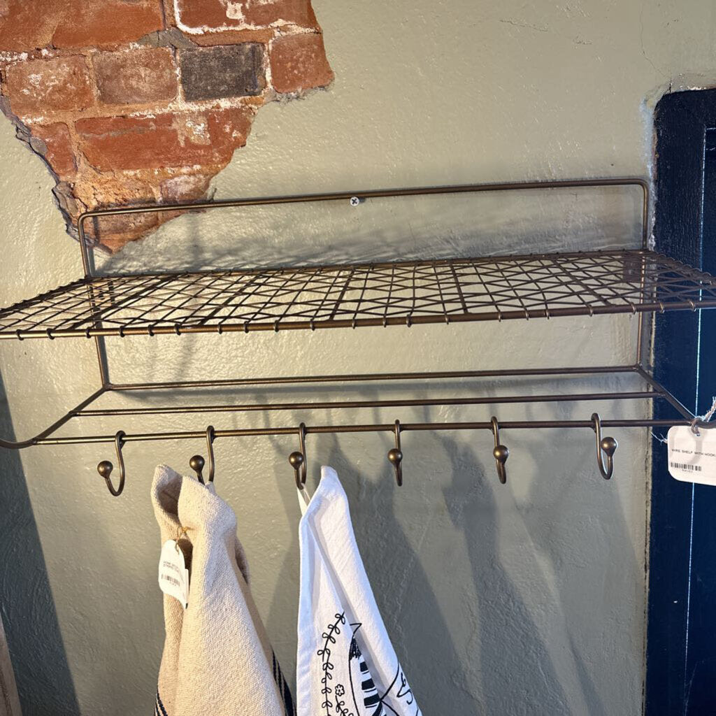 WIRE SHELF WITH HOOKS