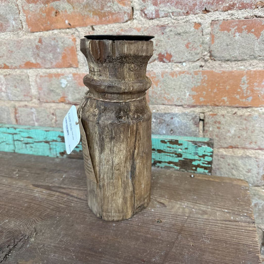 FOUND WOOD CARVED CANDLE HOLDER