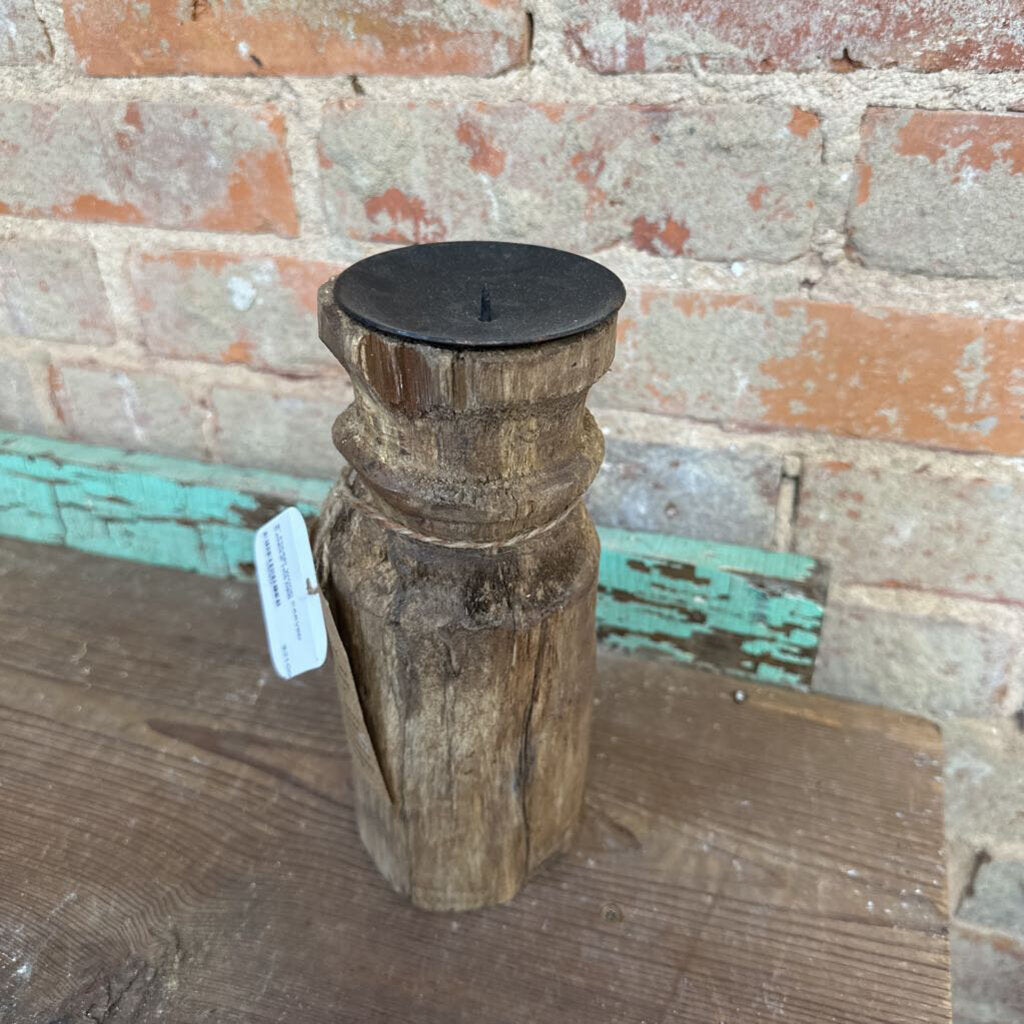 FOUND WOOD CARVED CANDLE HOLDER