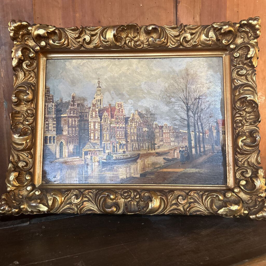 SIGNED OIL PAINTING IN 1800'S FRAME