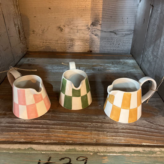 HAND PAINTED CHECKERED CREAMER