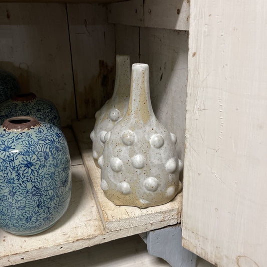 STONEWARE VASE WITH RAISED DOTS