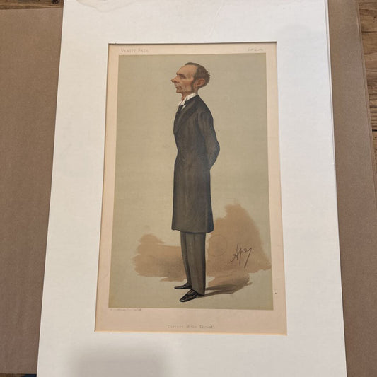 VANITY FAIR 1887 PRINT "DISEASE OF THE THROAT" WITH MATTE AND CERTIFICATE OF AUTHENTICITY